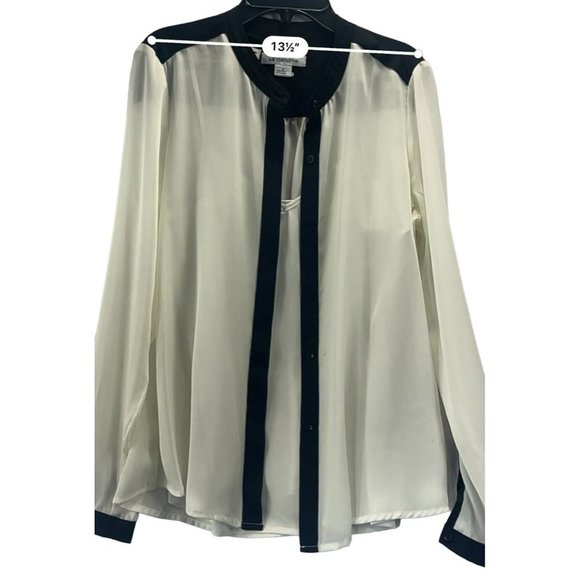 Liz Claiborne women long sleeve, size s, color white/black, button down - Picture 3 of 12